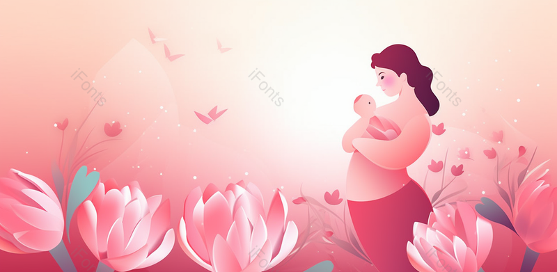 粉色花卉插画感恩母亲广告图背景,插画/手绘图,插画/手绘图库,插画/手绘图下载,插画/手绘